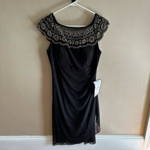 NWT Black with Gold Beading Cocktail Dress